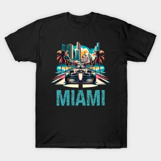 Formula Miami City Racing Circuit Car Map Grand Prix Race T-Shirt